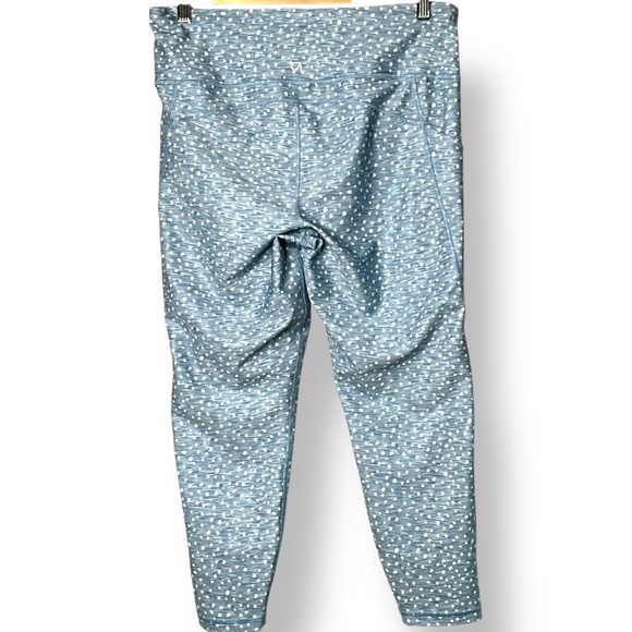 GAPFIT Blue White Polka Dot Blackout Print 7/8 Leggings 2 Leg, 1 Waist Pockets L - Picture 4 of 12